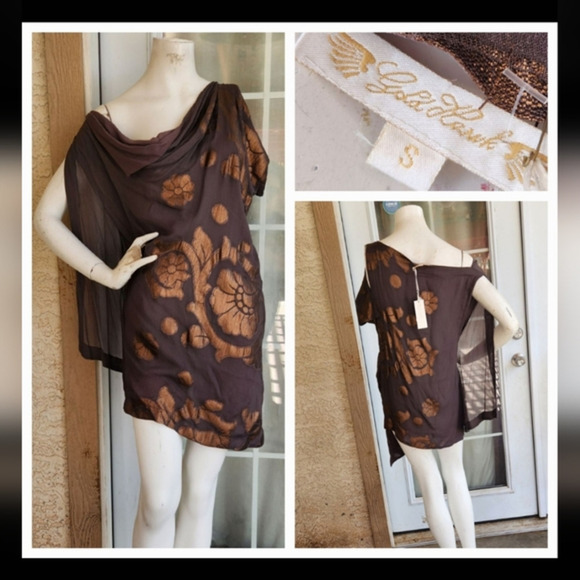GOLD‎ HAWK DRESS IN SILK, - Picture 1 of 1